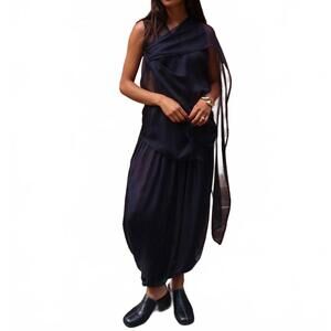 NEW BELLE ANNA meadow maxi skirt in navy